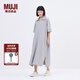 無印良品（MUJI）IDEE 女式 平紋 短袖連衣裙 女裝裙子25年夏季 連身裙 GA45CC5S 煙熏綠色 M (155/80A)