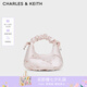 CHARLES&KEITH蝴蝶結(jié)褶皺手提斜挎小方包生日禮物女七夕禮物CK2-40151496 Baby Pink淺粉紅色 中包