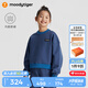 moodytiger女童衛(wèi)衣抓絨保暖秋冬款兒童上衣童裝套頭衫圓領(lǐng)長(zhǎng)袖休閑運(yùn)動(dòng)衣上 翎羽藍(lán) 150 cm