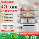 SUBOAER蘇泊電蒸鍋【補(bǔ)貼20%】2025年新款家用60L大容量多層蒸汽鍋多用途蒸鍋電蒸箱全透明視窗不銹鋼蒸片 42L 高配不銹鋼款【三層大容量+4個(gè)燉盅】