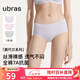 ubras【莫代爾】高彈織帶內(nèi)褲女士抑菌舒適中腰三角褲柔軟透氣(3條裝) 椰青灰色+淺桃粉色+柔灰紫色 3條 M