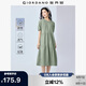 佐丹奴棉麻連衣裙女夏季亞麻文藝風(fēng)圓領(lǐng)泡泡袖蛋糕裙05465323
