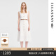 歌力思（ELLASSAY）夏季新款100%棉法式方領(lǐng)簡約優(yōu)雅無袖連衣裙女EWB352Y02100 白色織提花繡花 XS