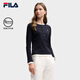 FILA 斐樂(lè )官方女子針織長(cháng)袖衫2025冬新款時(shí)尚經(jīng)典休閑修身亨利衫 傳奇藍-NV M 165/84A/M