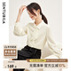 尚都比拉優(yōu)雅氣質(zhì)輕熟時尚飄帶領(lǐng)襯衫女長袖雪紡衫通勤百搭上衣 杏色 L 