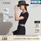 AMII七夕禮物2025夏新款極簡(jiǎn)通勤職業(yè)純色空氣層圓領(lǐng)修身中長(zhǎng)彈力連衣 黑色 XL