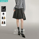 茵曼學(xué)院風(fēng)格雷系百褶短裙女2025年春季新款高腰顯瘦半身裙 深灰色 M