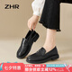 ZHR單鞋女英倫風(fēng)皮鞋女軟平底百搭經(jīng)典樂福鞋女套腳女鞋 BK10F 黑37
