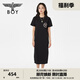 BOY LONDON【夏日畫(huà)廊】夏女士長(cháng)裙顯瘦開(kāi)叉寬松黑色連衣裙W17703 黑色 M