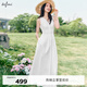 伊芙麗（eifini）伊芙麗蕾絲面料拼接馬甲式假兩件背心連衣裙2025夏裝新款顯瘦裙子 本白色 M 105-115斤