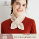 帕什羊絨圍巾女100%山羊絨7針加厚草莓交叉針織小圍脖 YH-2362 米色