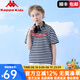 Kappa Kids卡帕男童短袖T恤2025夏季新款休閑兒童夏裝寬松條紋圓領(lǐng)女童上衣 黑/白 140cm