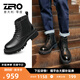零度Zero男靴2025新款時(shí)尚百搭加絨馬丁靴輕便顯高防滑耐磨中筒靴子 黑色 40 (250mm)