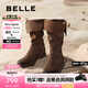 百麗（Belle）七夕禮物吳千語同款荒野來信西部靴女商場款絨面長靴3QFC3DG5預(yù)售 深啡色 37
