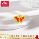 寶慶銀樓925銀夢幻蝴蝶戒指琺瑯花絲蝴蝶戒指復古520情人節(jié)禮物送老婆女友 漸變粉蝴蝶戒指（金色）約2.2g