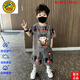 G.DUCKKIDS品牌高檔哪吒男童夏裝套裝2025新款洋帥氣寶寶夏季時(shí)髦潮兒童短袖 官方旗艦鐵灰色套裝 均碼 100
