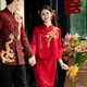 枝己新中式新娘旗袍訂婚禮服女2025新款婚紗主紗敬酒服結(jié)婚婚禮服婚服 DF101長(zhǎng)袖 M
