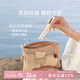 EACHY化妝包便攜雙拉鏈?zhǔn)占{包收納袋小包方便攜帶輕便網(wǎng)紗包-裸陶杏-M