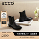 愛(ài)步（ECCO）靴子女 時(shí)尚潮流百搭冬季切爾西女靴牛皮粗跟短靴女 型塑266503 黑色26650301001 35