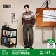森馬（Semir）王安宇同款丨牛仔褲男復古彎刀褲寬松弧形褲2025冬長(cháng)褲丹寧布褲子 牛仔深黃泥染80332 32
