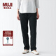 無印良品（MUJI） 女式 牛仔 直筒褲（股下77cm）女款牛仔褲子 純棉全棉丹寧回潮 黑色BEA27A3S 27inch 165/68A