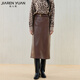 佳人苑（JiaRenyuan）半身裙女2025年冬季新款高腰設計側邊隱形拉鏈門(mén)襟齊邊下擺后開(kāi)叉 卡爾棕 M