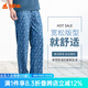銅?！旧虉?chǎng)同款】?jì)纫滤澞惺孢m棉汗布印花家居服長(cháng)褲春夏NK012 涂鴉線(xiàn)條-藍-藍 3XL (185/110)