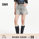 森馬（Semir）牛仔褲女寬松美式熱褲酷颯風(fēng)夏街頭毛邊短褲復古辣妹103324122010