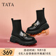 他她（TATA）七夕復(fù)古厚底樂福鞋女鞋英倫襪靴小皮鞋秋季新款7FNF8CD4 黑色 38
