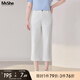 MsShe【直筒七分牛仔褲】大碼女裝2025新款夏季胖mm顯瘦小腳褲子 牛仔白色現(xiàn)貨 2XL