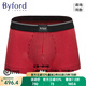 百富（BYFORD）港產(chǎn)男士平腳褲EUC配方棉中腰條紋四角內(nèi)褲舒適運(yùn)動(dòng)平角褲MW735 MW735-紅色-無扣子 1條 XL