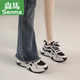 森馬厚底增高老爹鞋女款2025冬季新款女鞋軟底輕便休閑運動(dòng)鞋學(xué)生 黑灰贈送運費險 37