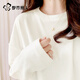 都市麗人白色純棉長(zhǎng)袖t恤女外穿2025新款春秋大碼女裝打底衫秋季內(nèi)搭上衣