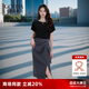 歌莉婭今年流行套裝女夏新款短袖T恤上衣通勤半身裙1C6LAB840 00B黑色 L
