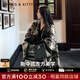CharisKitty圍巾斗篷女披肩冬2025新款水墨畫(huà)保暖外搭女圣誕節禮物 黑色Black【禮盒包裝】