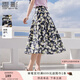 香影碎花a字半身裙女2025夏裝新款傘裙絕美梨形身材高腰純棉裙子 紫色 M 160/84A/95-110斤