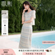 香影小香風(fēng)套裝裙子女2025夏季新款超好看千金感短袖半身裙兩件套 航線藍(lán) L 165/88A/110-125斤