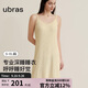 ubras呼呼睡裙女碎花吊帶裙子可外穿春夏款黃底薰衣草印花