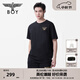 BOY LONDON【小logo】春夏情侶款簡約休閑雙色針織短袖T恤N01916 黑色 XL