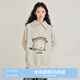 樂(lè )町姆明聯(lián)名半開(kāi)襟翻領(lǐng)衛衣女卡通繡花寬松上衣 撩月灰（現貨） L
