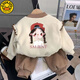 G.duck小黃鴨超萌秋冬季女童套裝加絨衛衣褲子休閑女寶寶網(wǎng)紅冬裝韓版潮 個(gè)性戴帽小女孩 套裝【一體絨】 110