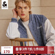 杰克·瓊斯JACK&JONES男士秋季老花棒球服仿麂皮外套寬松長袖立領夾克