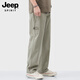 JEEP SPIRIT正品吉普高端休閑褲男日系百搭運動工裝褲夏季寬松直筒褲子男 YXK2115杏色常規(guī) XL 碼 145-165斤