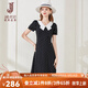 經(jīng)典故事（JANE STORY）娃娃領(lǐng)黑色高級感法式波點連衣裙女夏季2025新款蝴蝶結(jié)氣質(zhì)小黑裙 R73 黑白花 L