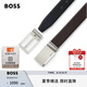 BOSS博斯【七夕節禮物】男士2025夏季新款針扣加牌扣雙面皮革腰帶 002-黑色 EU:ONESI