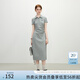 范思藍恩天才少女學(xué)院風(fēng)polo連衣裙女2025夏新款長(cháng)款收腰裙子2179 花灰色 XL