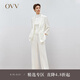 OVV2024春夏新款女裝三醋酸面料中腰寬松直筒休閑通勤西褲 本白（凈色）10 M