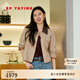 EP雅瑩2025春季新款女裝 巴恩風(fēng)麂皮絨感拼接翻領(lǐng)短款工裝夾克外套1253A 駝色 L