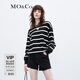 MO&Co.【美麗諾綿羊毛】學(xué)院風(fēng)黑白條紋MC刺繡寬松毛衣針織衫摩安珂 黑白條色-第2批 S 160