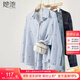 她池蝴蝶結刺繡條紋襯衫女2025秋裝新款長(cháng)袖通勤翻領(lǐng)襯衣